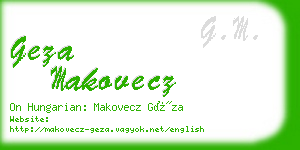 geza makovecz business card